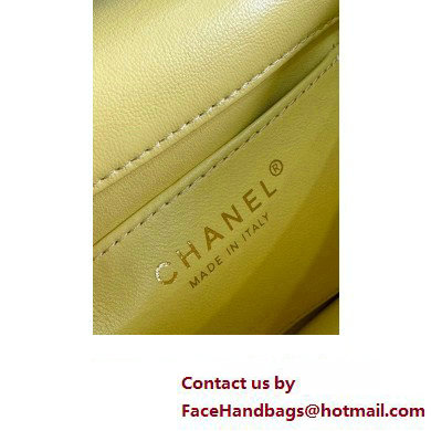 Chanel Lambskin, Resin  &  Gold-Tone Metal Mini Flap Bag with Top Handle AS4847 Yellow 2024